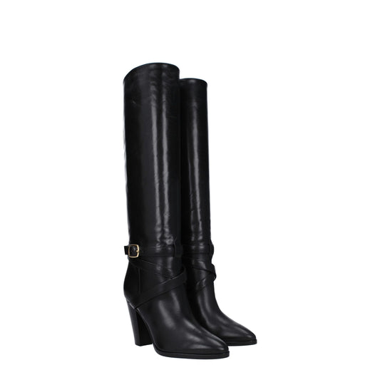 Celine Black Leather High Heel Boots
