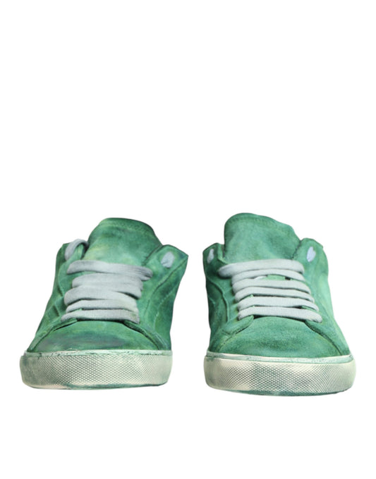 Dolce & Gabbana Green Suade DG Logo Sole Low Top Sneakers Shoes