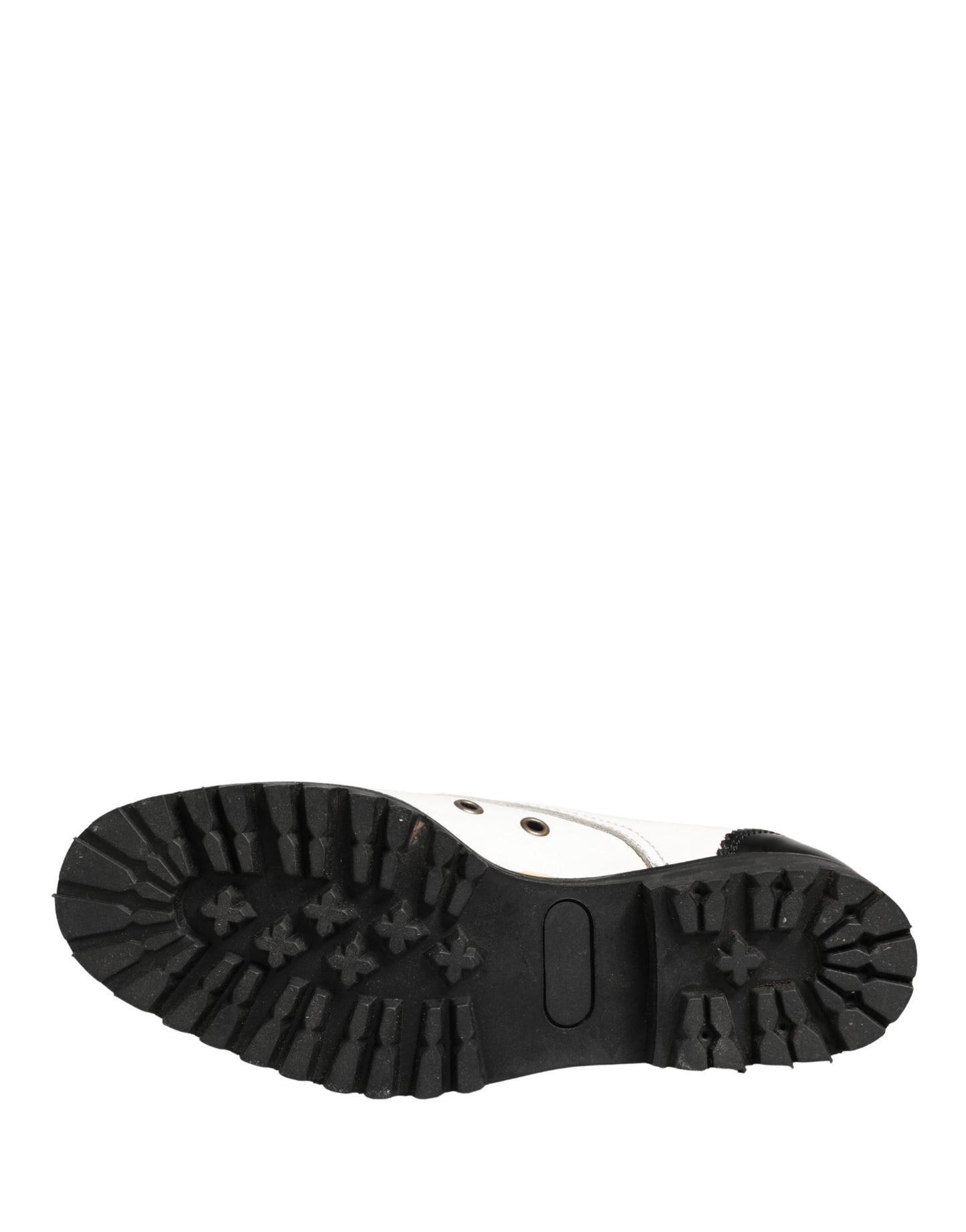 Dolce & Gabbana Black White Leather Derby Shoes