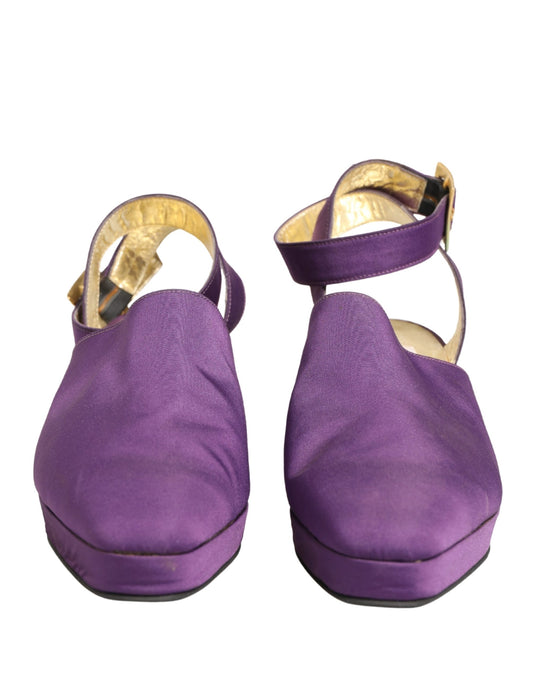 Dolce & Gabbana Purple Suede Sandals Shoes