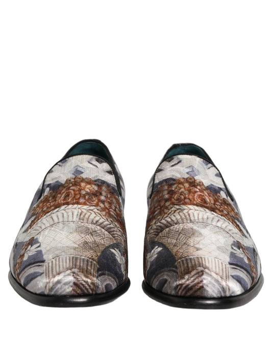 Dolce & Gabbana Multicolor Floral Tapestry Embroidery Loafer Shoes
