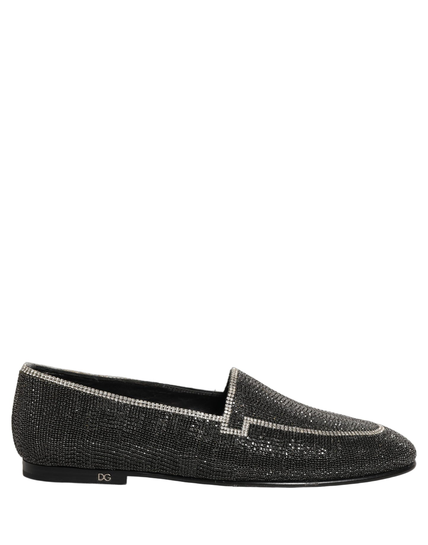 Dolce & Gabbana Black Crystal Embellished Men Loafers Shoes