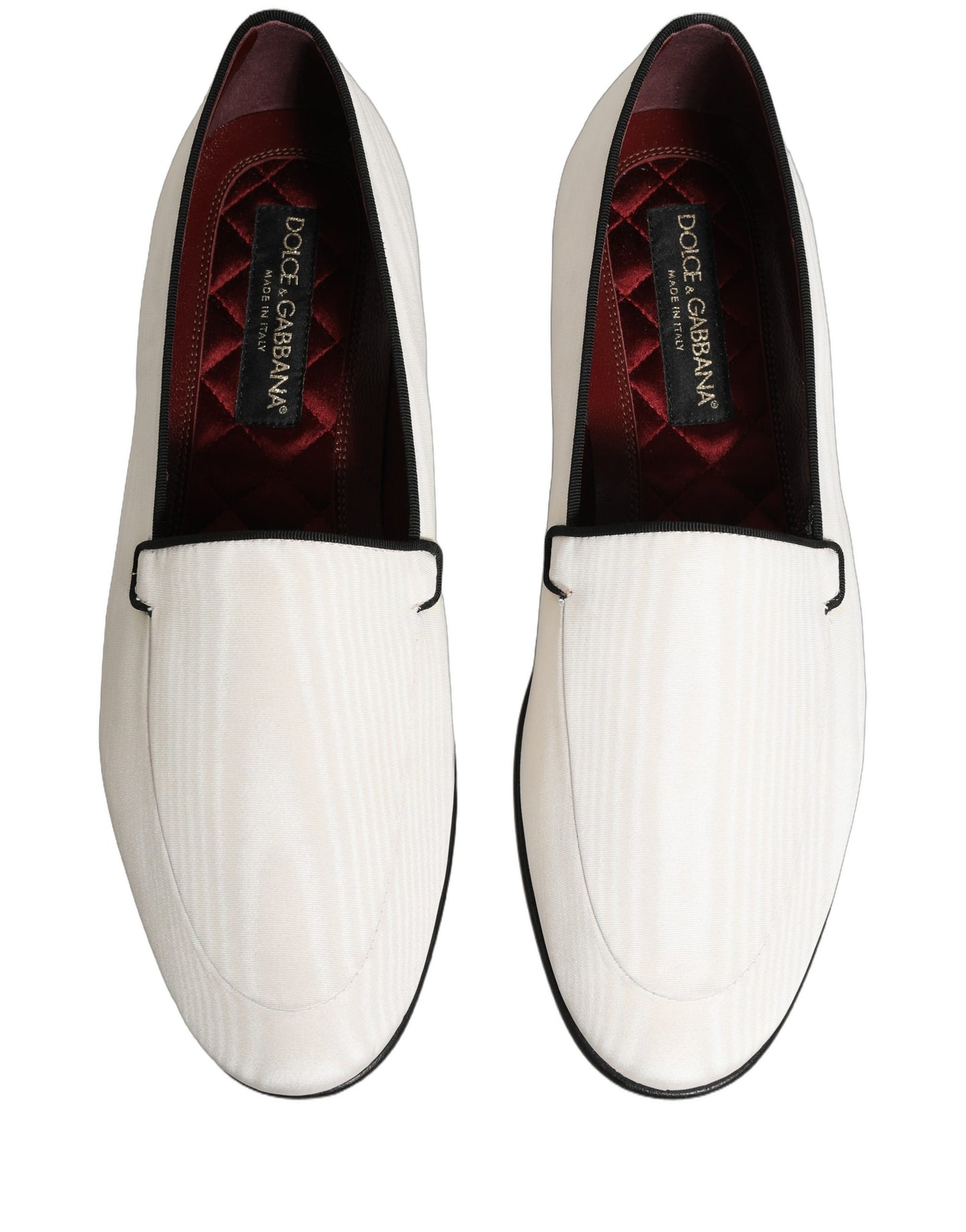 Dolce & Gabbana White Velvet Slip On Men Flats Loafers Shoes