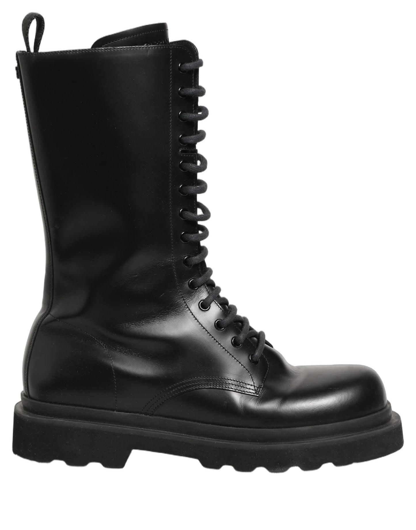 Dolce & Gabbana Black Leather Lace Up Men Combat Boots Shoes