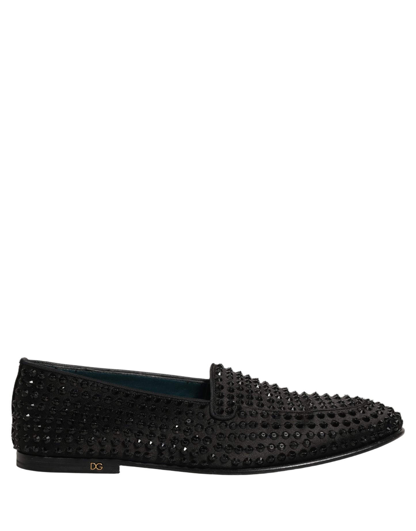 Dolce & Gabbana Black Rhinestone Embellished Loafers Shoes