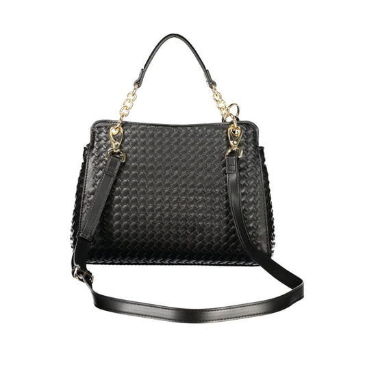 Mario Valentino Black Polyurethane Women's Bag with Adjustable Strap
