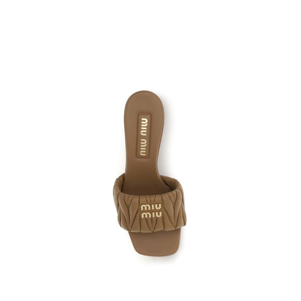 Miu Miu Beige Lamb Ovis Aries Platform Sandals