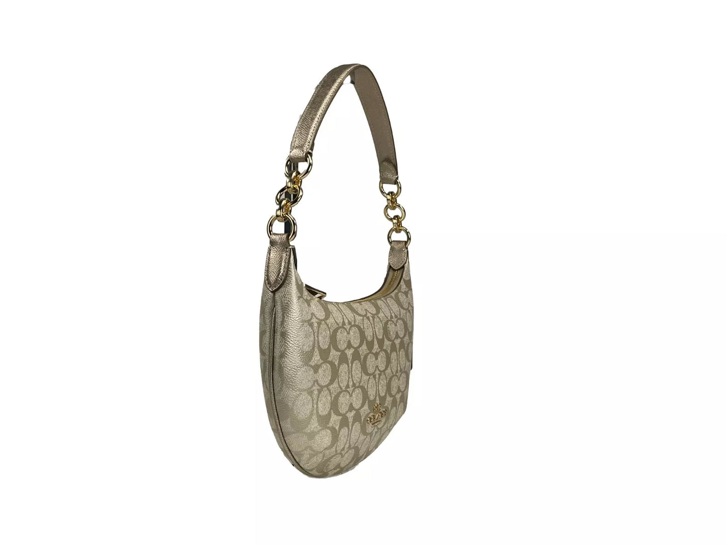 COACH Payton Signature PVC Leather Shoulder Bag Champagne Gold