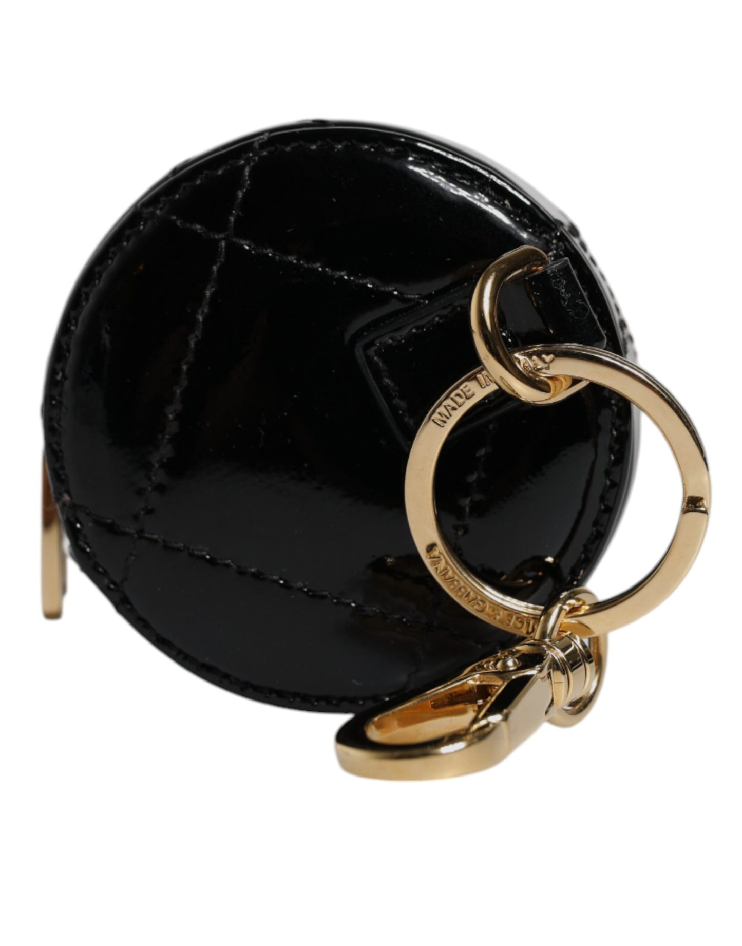 Dolce & Gabbana Black Lamb Leather DG Crystal Round Coin Purse Wallet