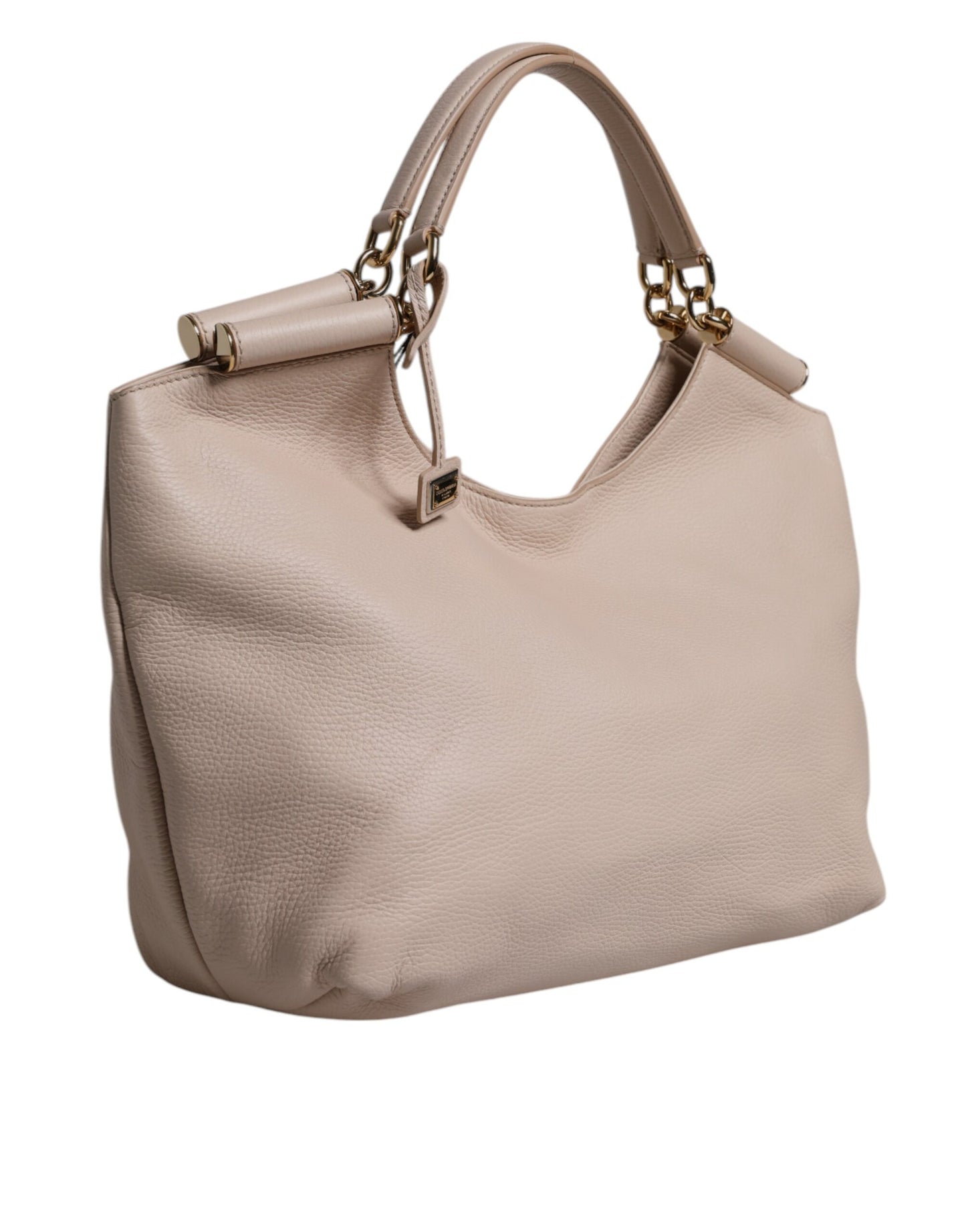 Dolce & Gabbana Light Pink Deer Leather Logo Plaque Tote Top Handle Bag