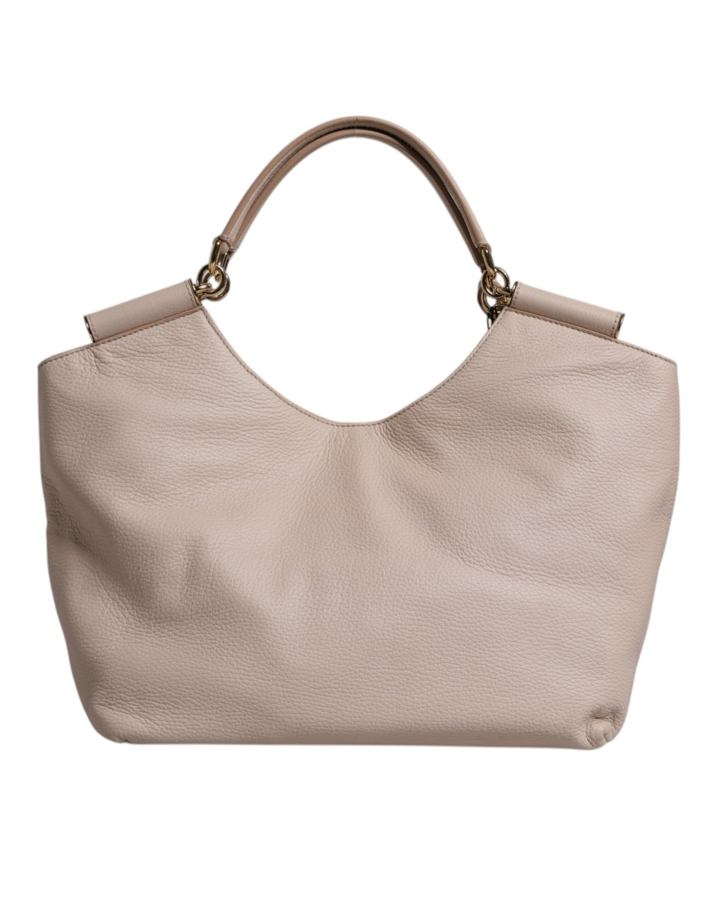 Dolce & Gabbana Light Pink Deer Leather Logo Plaque Tote Top Handle Bag