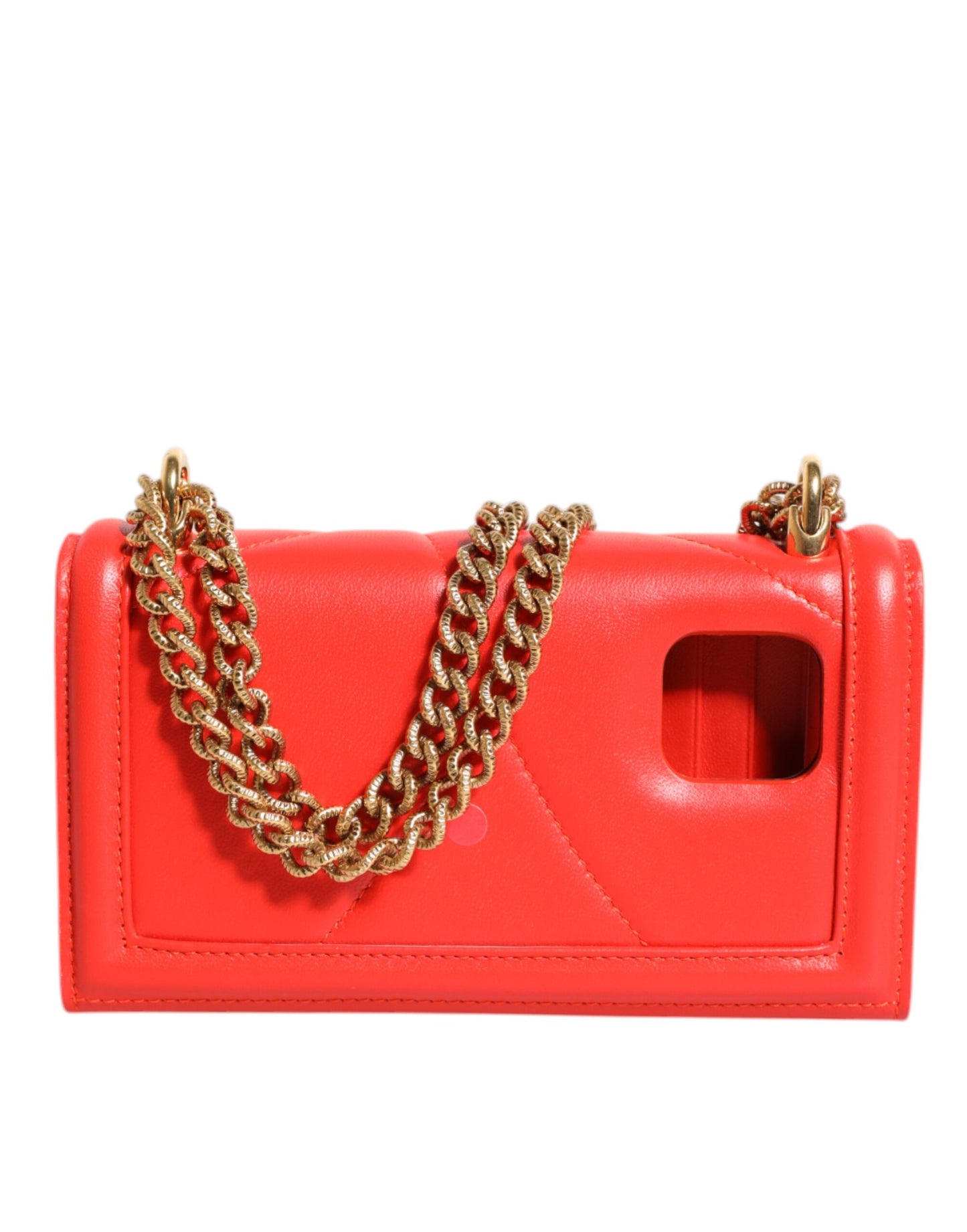 Dolce & Gabbana Red Leather Quilted Devotion Crossbody Phone Cover Bag