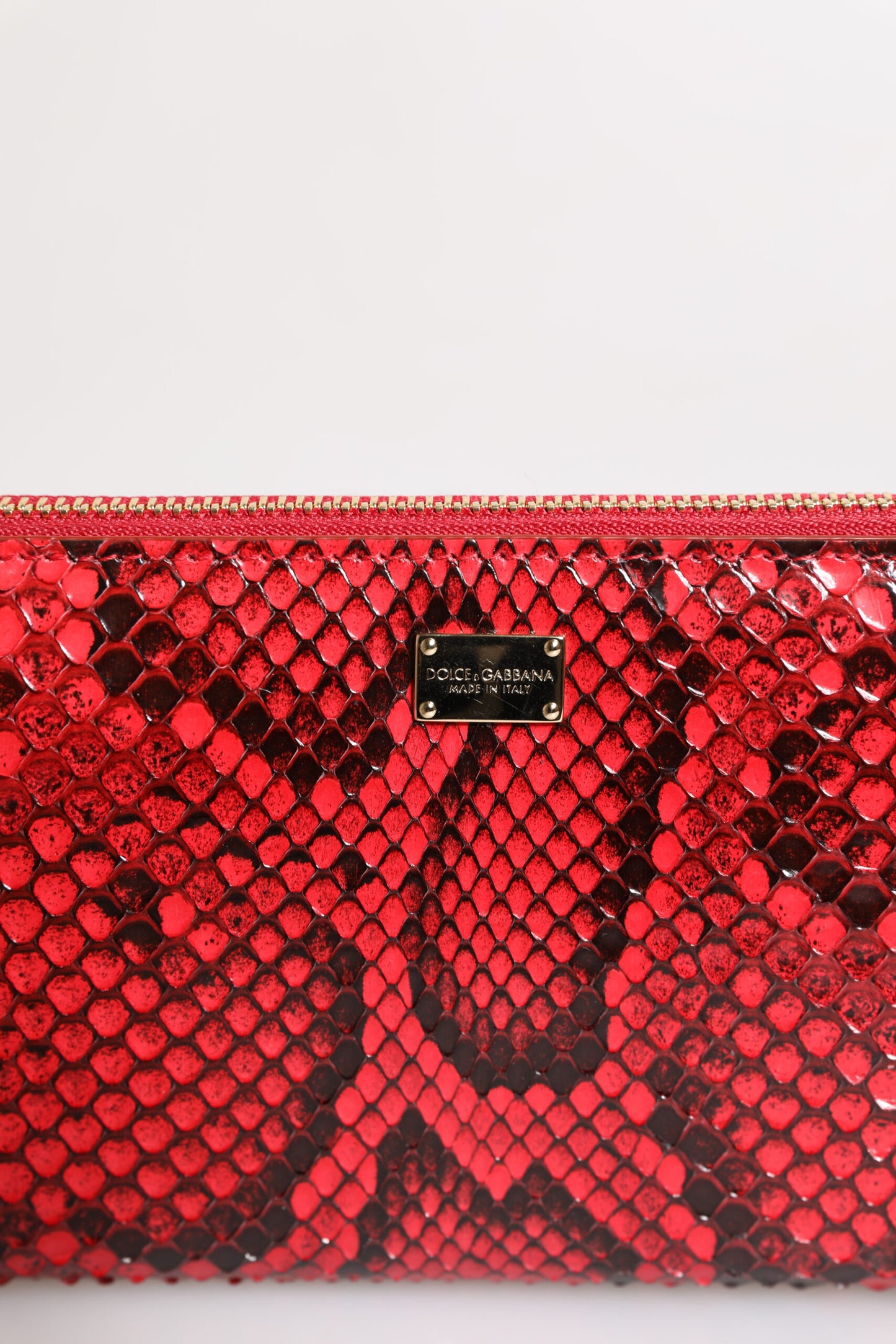 Dolce & Gabbana Red Exotic Leather Zip Around Continental Clutch Wallet
