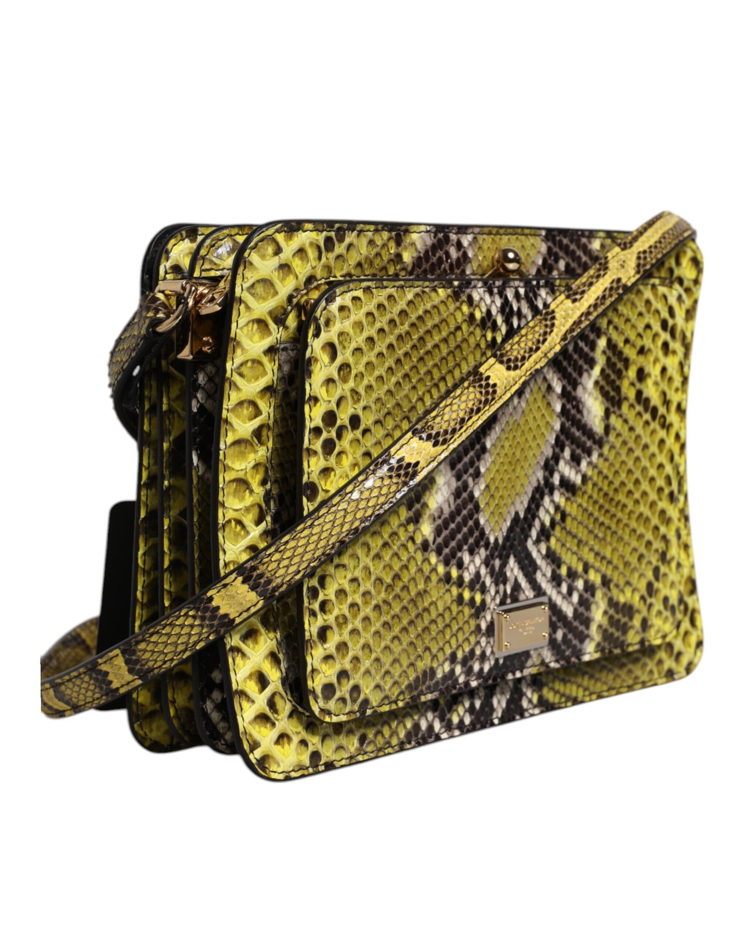 Dolce & Gabbana Green Exotic Leather DG Plaque Crossbody Clutch Bag