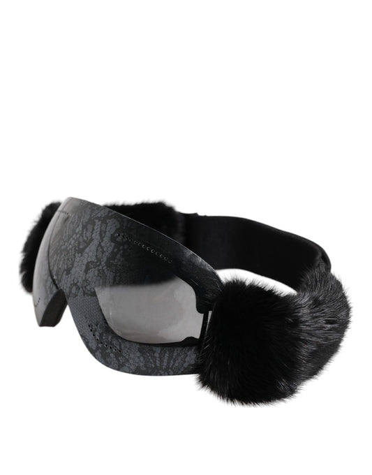 Dolce & Gabbana Black Bi0759 Lace Mirrored Ski Goggles Mask Sunglasses