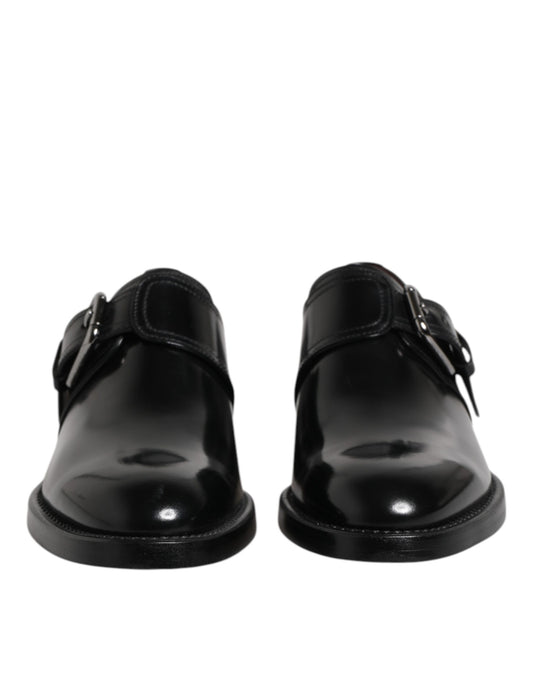 Dolce & Gabbana Black Leather Monk Strap Derby Formal Shoes