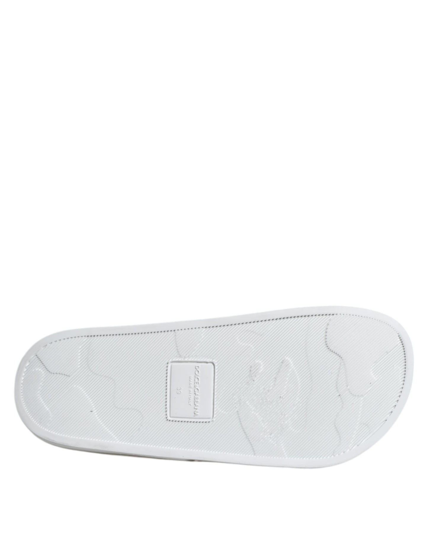 Dolce & Gabbana White Leather Slides Sandals Beachwear Shoes