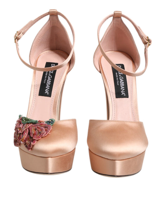 Dolce & Gabbana Pink Block Heels Ankle Strap Sandals Shoes