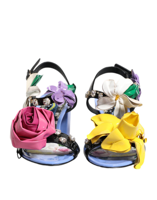 Dolce & Gabbana Multicolor Floral Crystal KEIRA Sandals Shoes