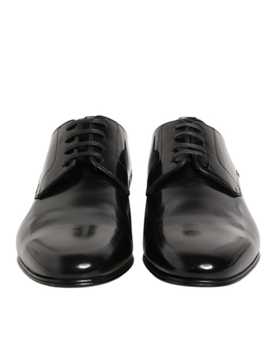 Dolce & Gabbana Black Calfskin Leather Derby Men Dress Shoes