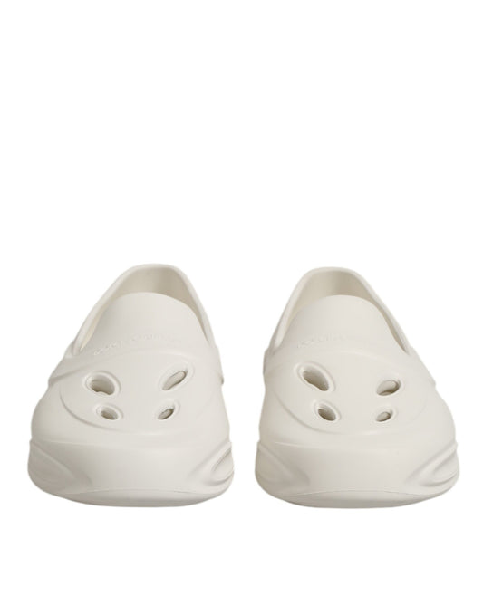 Dolce & Gabbana White Rubber Slides Low Top Sneakers Shoes