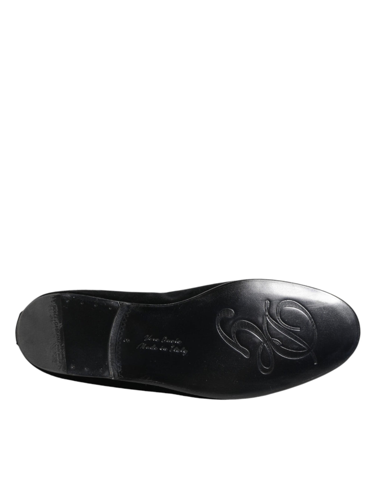 Dolce & Gabbana Black Velvet Gold Crown Mens Loafers Shoes