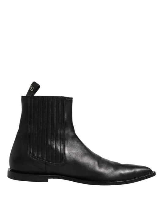Dolce & Gabbana Black Chelsea Men Short Ankle Boots Shoes