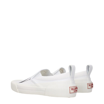 Valentino Garavani White Fabric Slip-On Loafers