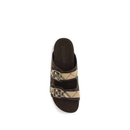 Burberry Brown Calf Leather Bos Taurus Flat Sandals