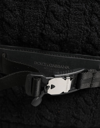 Dolce & Gabbana Black Tricot Wool Blend Duffel Backpack Travel Borse Bag