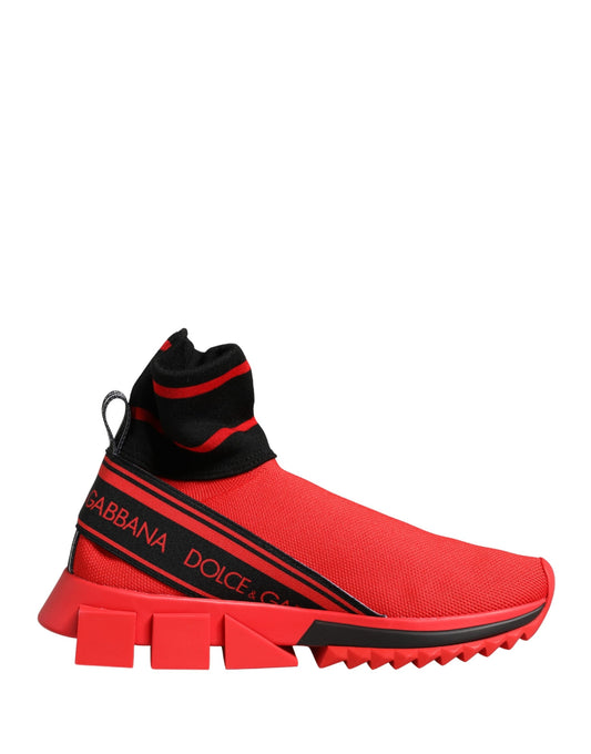 Dolce & Gabbana Red Black Sorrento Socks Sneakers Shoes