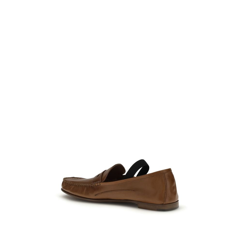 Versace Brown Lamb Ovis Aries Slip-On Loafers