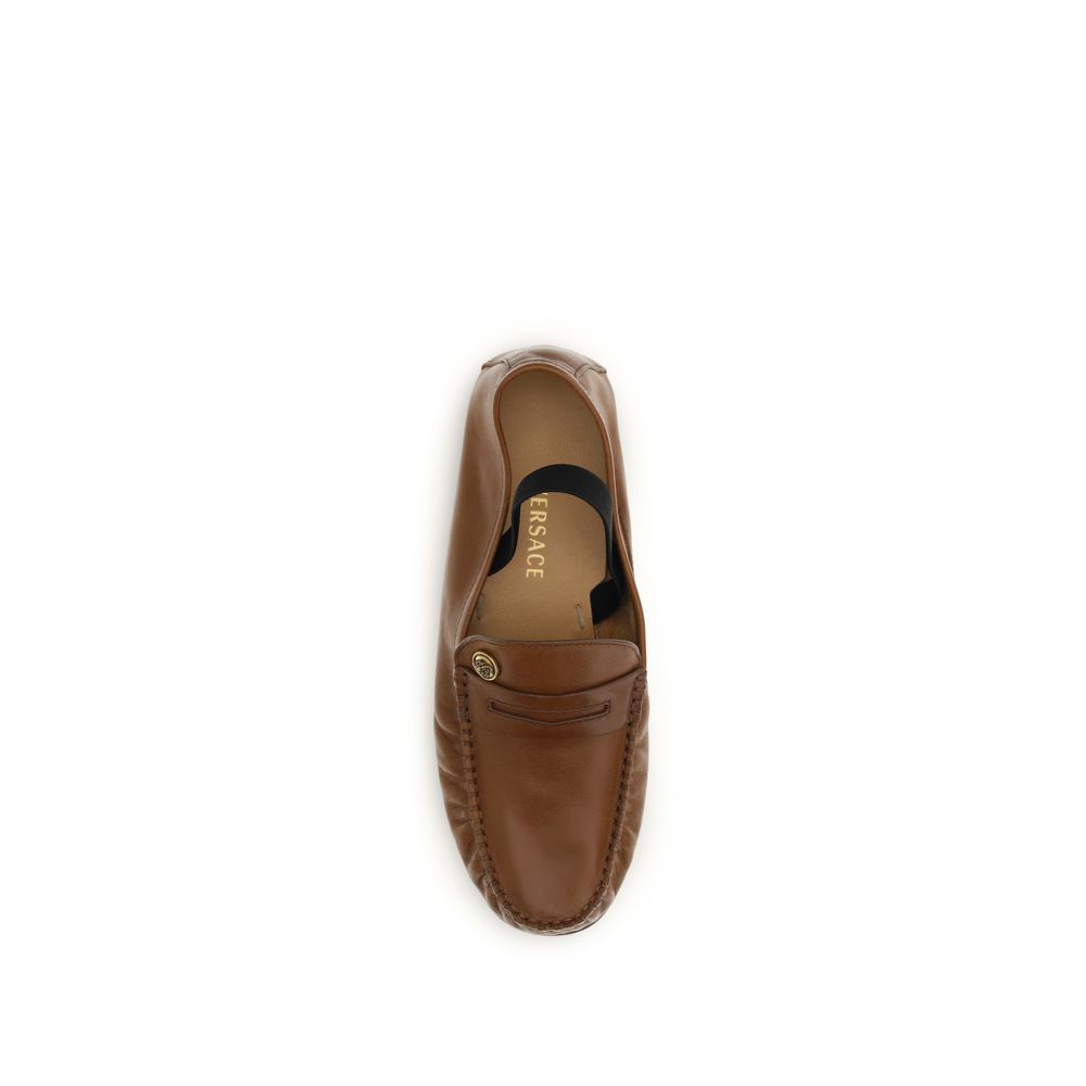 Versace Brown Lamb Ovis Aries Slip-On Loafers