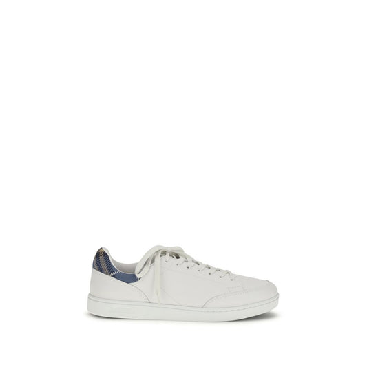 Burberry White Calf Leather Bos Taurus Low Top Sneakers