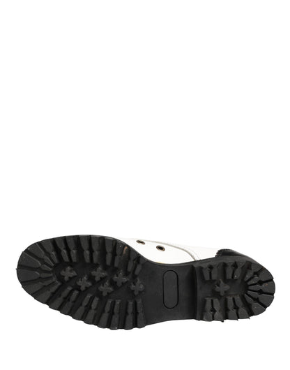 Dolce & Gabbana Black White Leather Derby Shoes