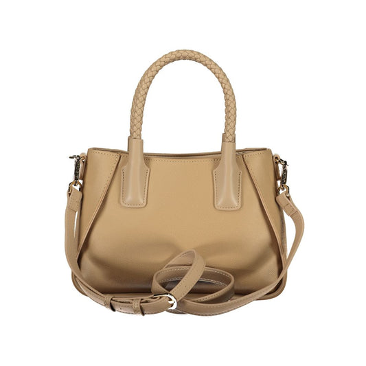Mario Valentino Beige Polyurethane Women's Bag with Handles and Shoulder Strap