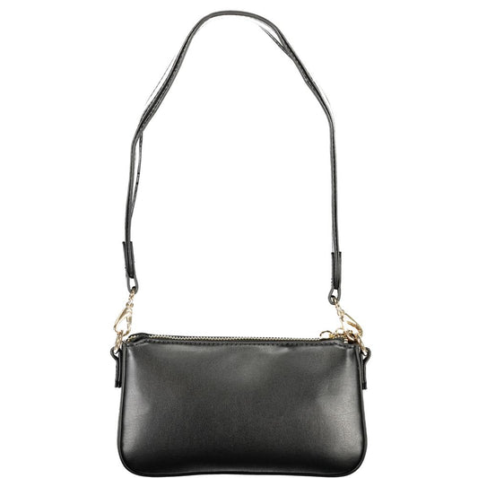 Mario Valentino Nero Poliuretano Women's Handbag with Adjustable Shoulder Strap