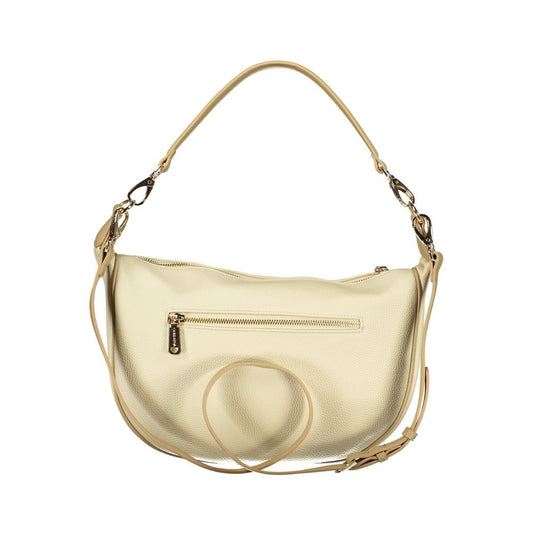 Mario Valentino Beige Polyurethane Women's Bag With Adjustable Shoulder Strap