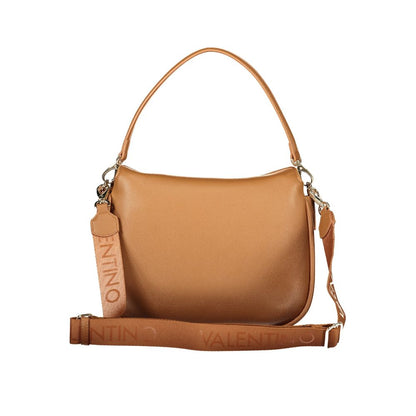Mario Valentino Brown Polyurethane Women's Bag with Removable Shoulder Strap
