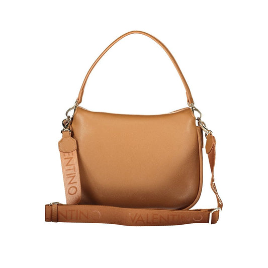 Mario Valentino Brown Polyurethane Women's Bag with Removable Shoulder Strap