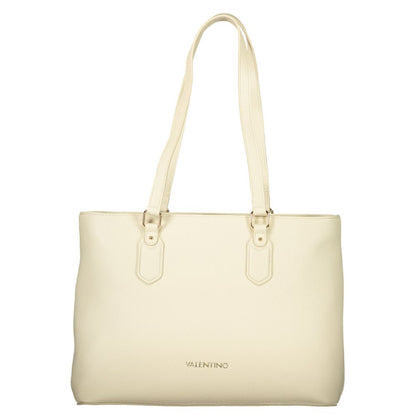 Mario Valentino Beige Polyurethane Women's Shoulder Bag with Internal Pocket