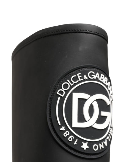 Dolce & Gabbana Black Rubberised Leather High Boots Shoes