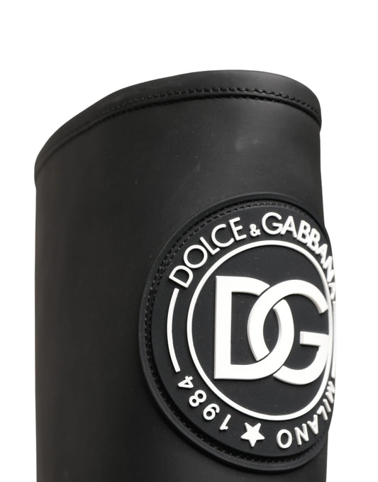 Dolce & Gabbana Black Rubberised Leather High Boots Shoes