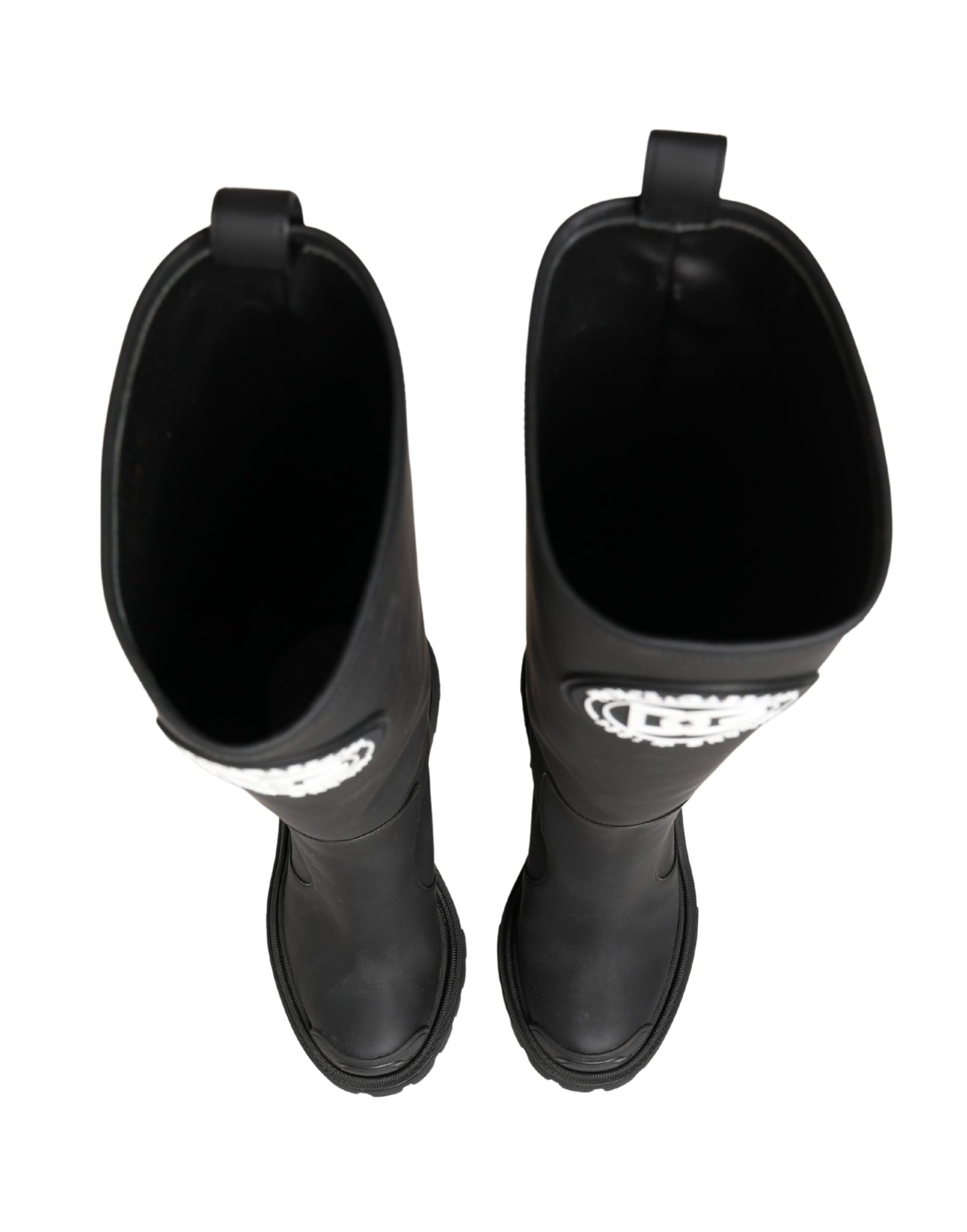 Dolce & Gabbana Black Rubberised Leather High Boots Shoes