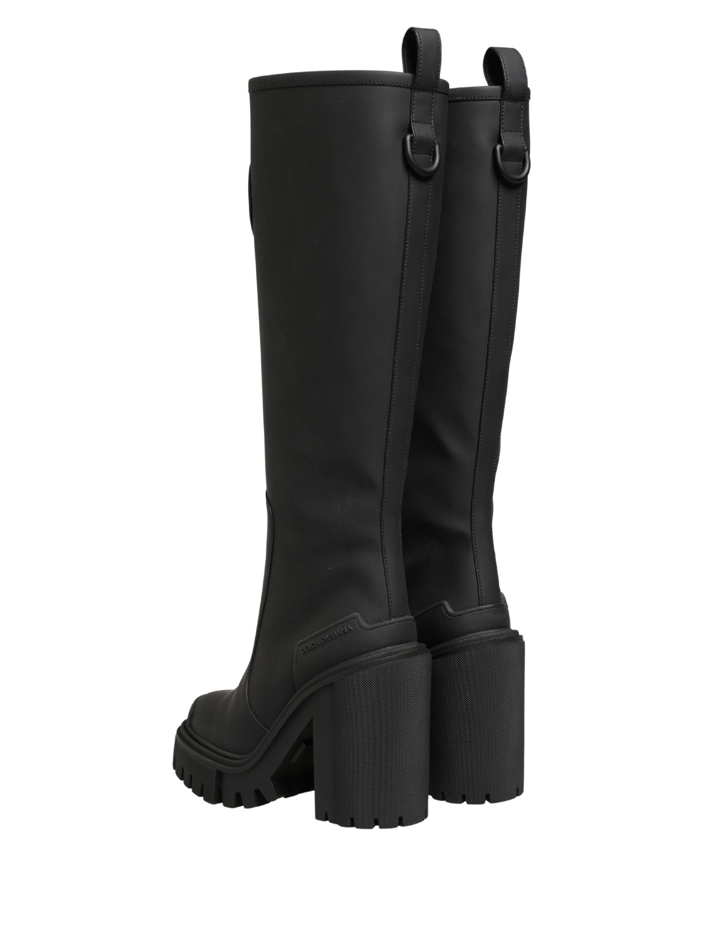 Dolce & Gabbana Black Rubberised Leather High Boots Shoes