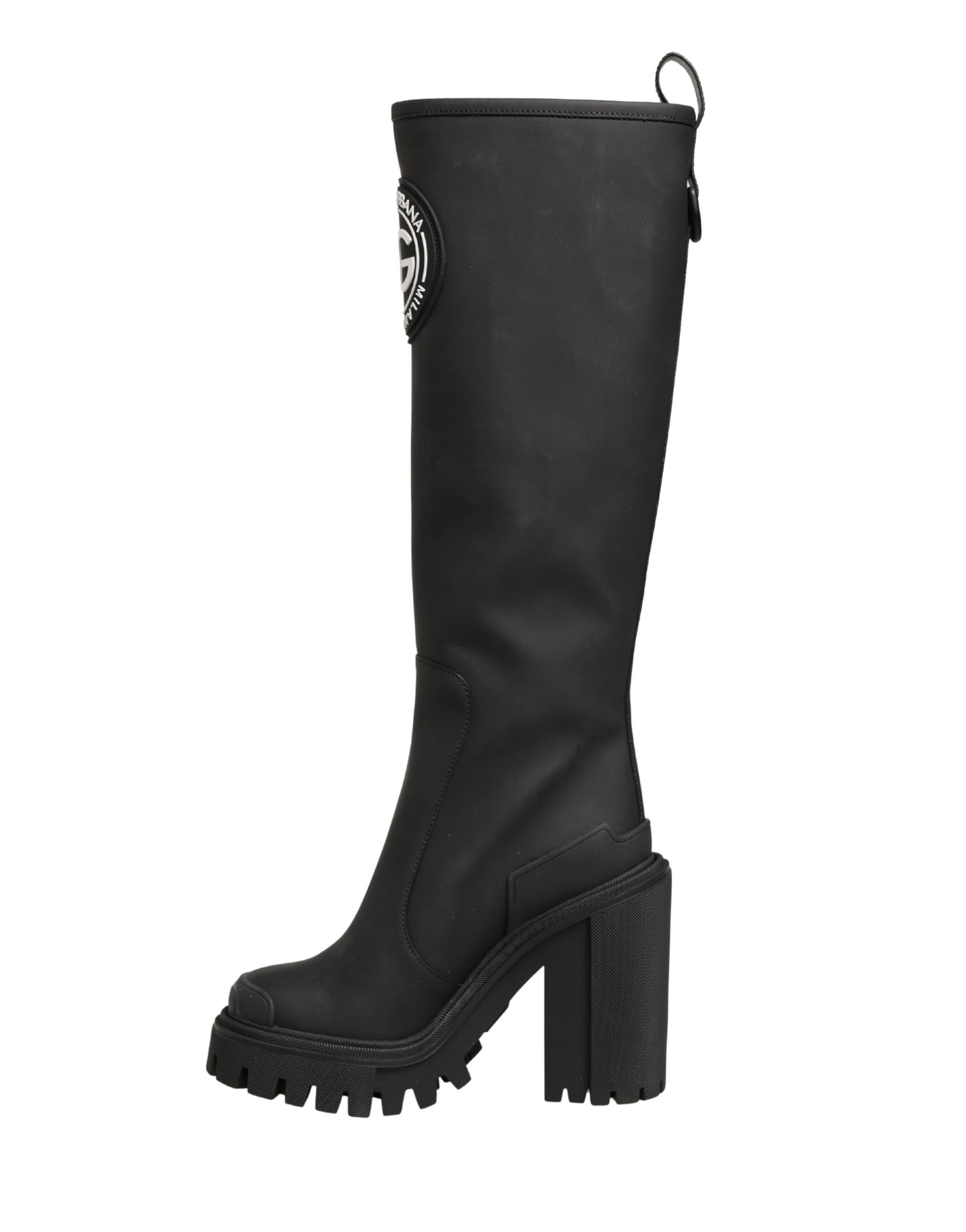 Dolce & Gabbana Black Rubberised Leather High Boots Shoes