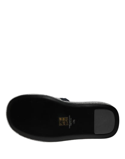 Dolce & Gabbana Black Crystal Embellished Platform Slides Shoes