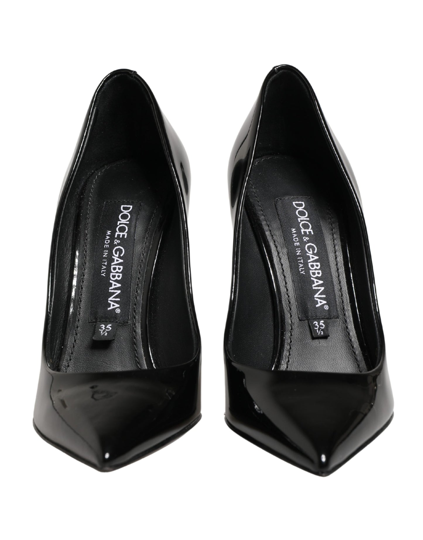 Dolce & Gabbana Black Calf Leather Stiletto Heels Pumps Shoes