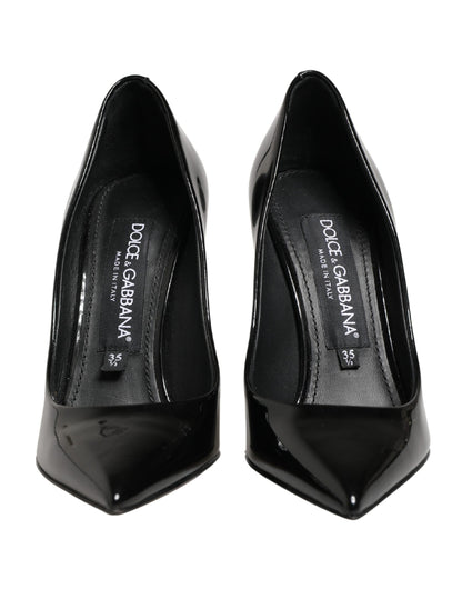 Dolce & Gabbana Black Calf Leather Stiletto Heels Pumps Shoes