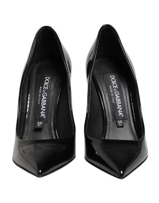 Dolce & Gabbana Black Calf Leather Stiletto Heels Pumps Shoes